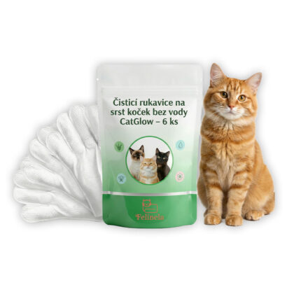 Čisticí rukavice na srst koček bez vody CatGlow – 6 ks