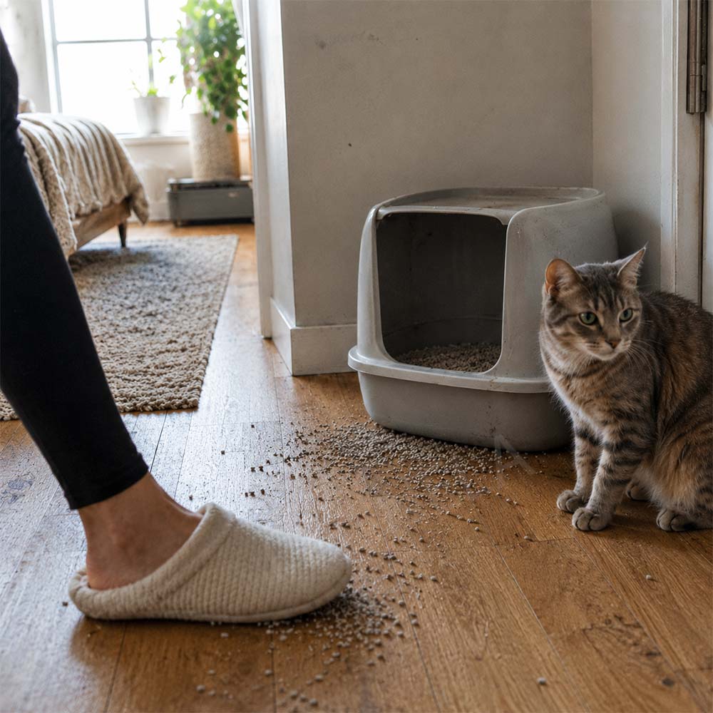 Tofu stelivo EcoPurr v čisté kočičí toaletě